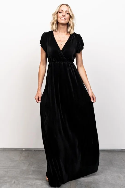 Athena Pleated Maxi Dress | Black